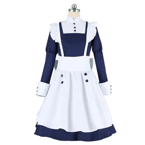 HOLRAN Women's Blue Maid Costume Black Butler Dress Mey Rin Cosplay Party Outfit