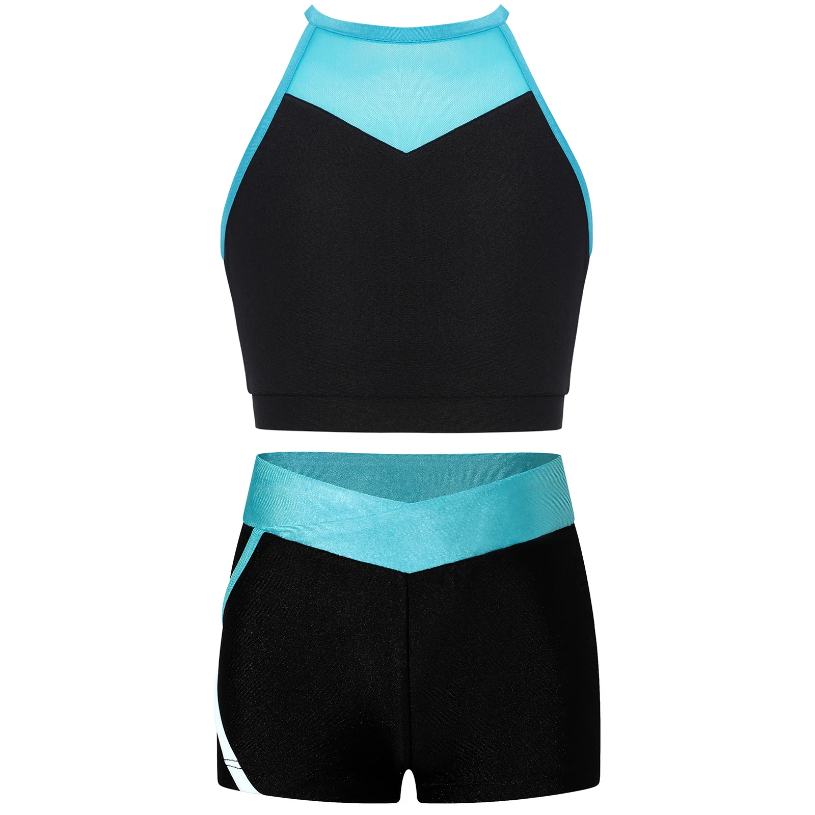 Girls Jazz Dance Outfit Set Sheer Mesh Patchwork Cutout Back Gymnastic Crop Top with Shorts for Workout Exercise Yoga Running
Girls Jazz Dance Outfit Set Sheer Mesh Patchwork Cutout Back Gymnastic Crop Top with Shorts for Workout Exercise Yoga Running