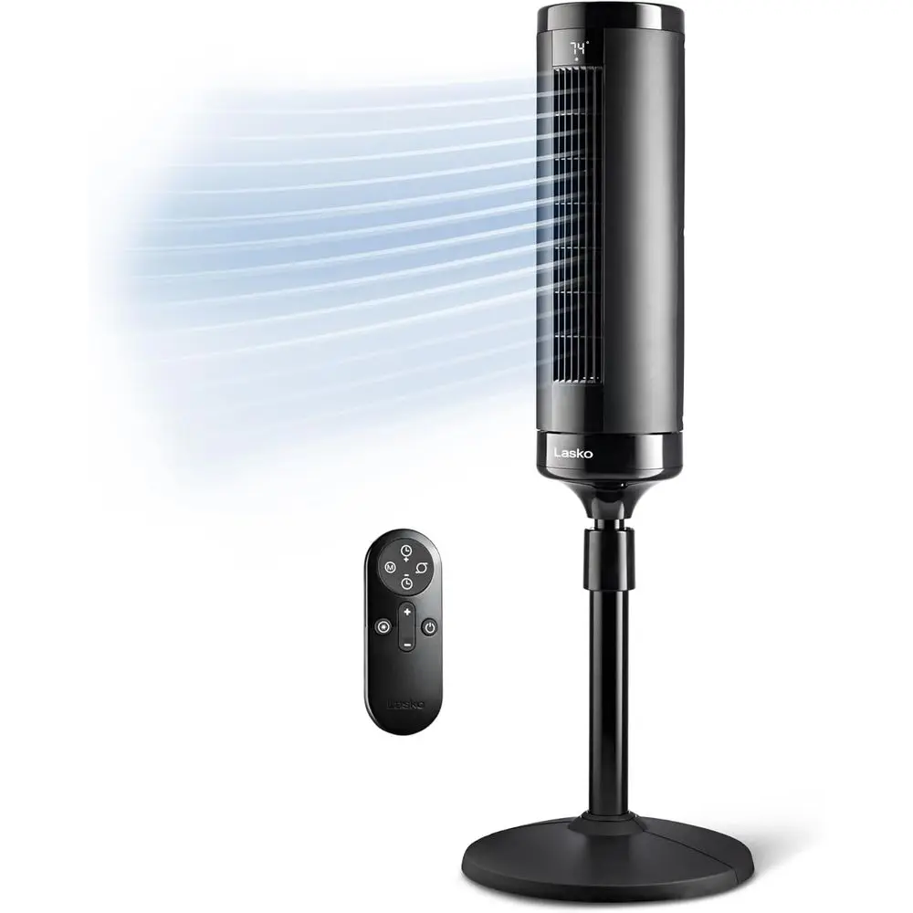 42-54 Adjustable Tower Fan with Pedestal, 31 Tall, 90° Oscillation, 12-Hour Timer, Remote Control, Black
42-54 Adjustable Tower Fan with Pedestal, 31 Tall, 90° Oscillation, 12-Hour Timer, Remote Control, Black