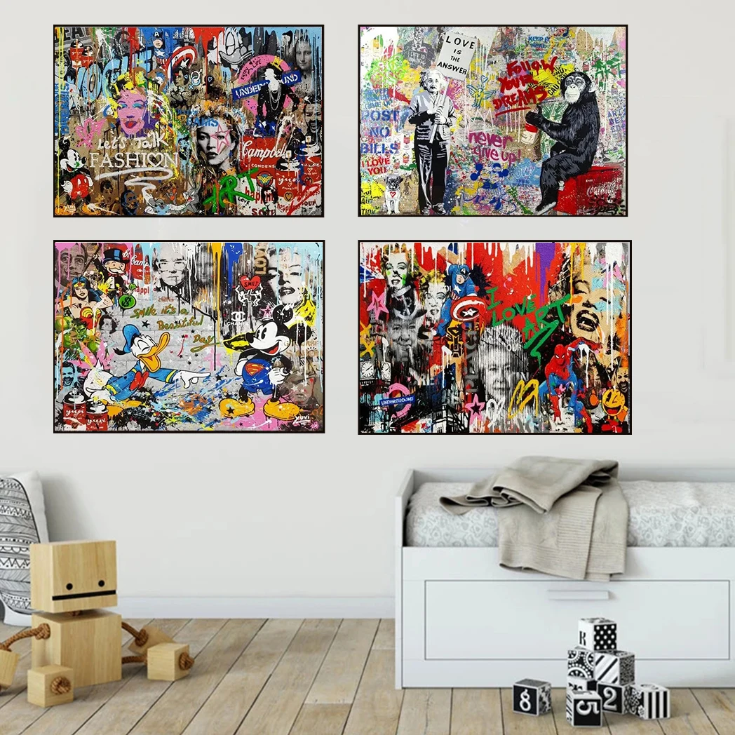 MINISO Graffiti Art Disney Canvas Painting Wall Art Poster Mickey Mouse and Donald Duck for Living Home Decor Kids Room
MINISO Graffiti Art Disney Canvas Painting Wall Art Poster Mickey Mouse and Donald Duck for Living Home Decor Kids Room