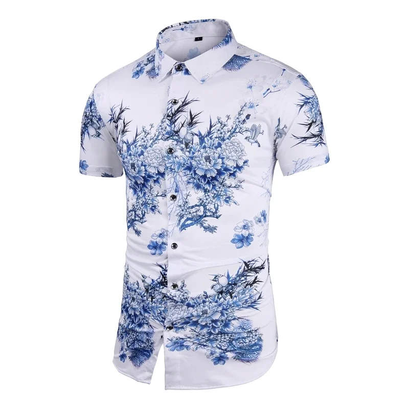 Men's Shirt Chinese Summer Ice Silk Blue White Porcelain Print Men's Casual Fashion Versatile Hawaiian Shirt
Men's Shirt Chinese Summer Ice Silk Blue White Porcelain Print Men's Casual Fashion Versatile Hawaiian Shirt
