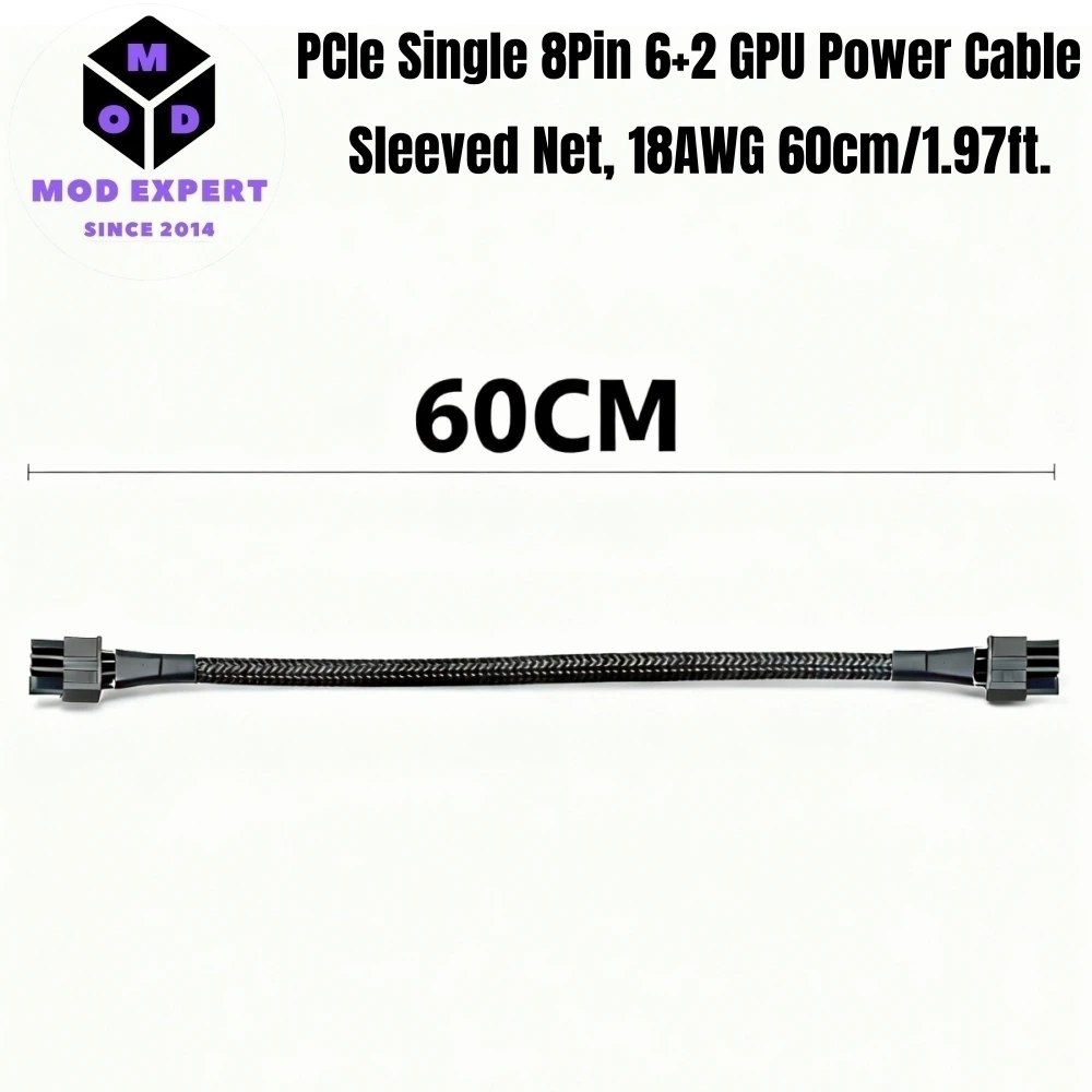 GPU Power Cable PCIe 8Pin 6+2 Sleeved Net 60CM for Corsair RM1000, RM850, RM750, RM650, RM550, RM450 GOLD Type 3 Modular Power
GPU Power Cable PCIe 8Pin 6+2 Sleeved Net 60CM for Corsair RM1000, RM850, RM750, RM650, RM550, RM450 GOLD Type 3 Modular Power