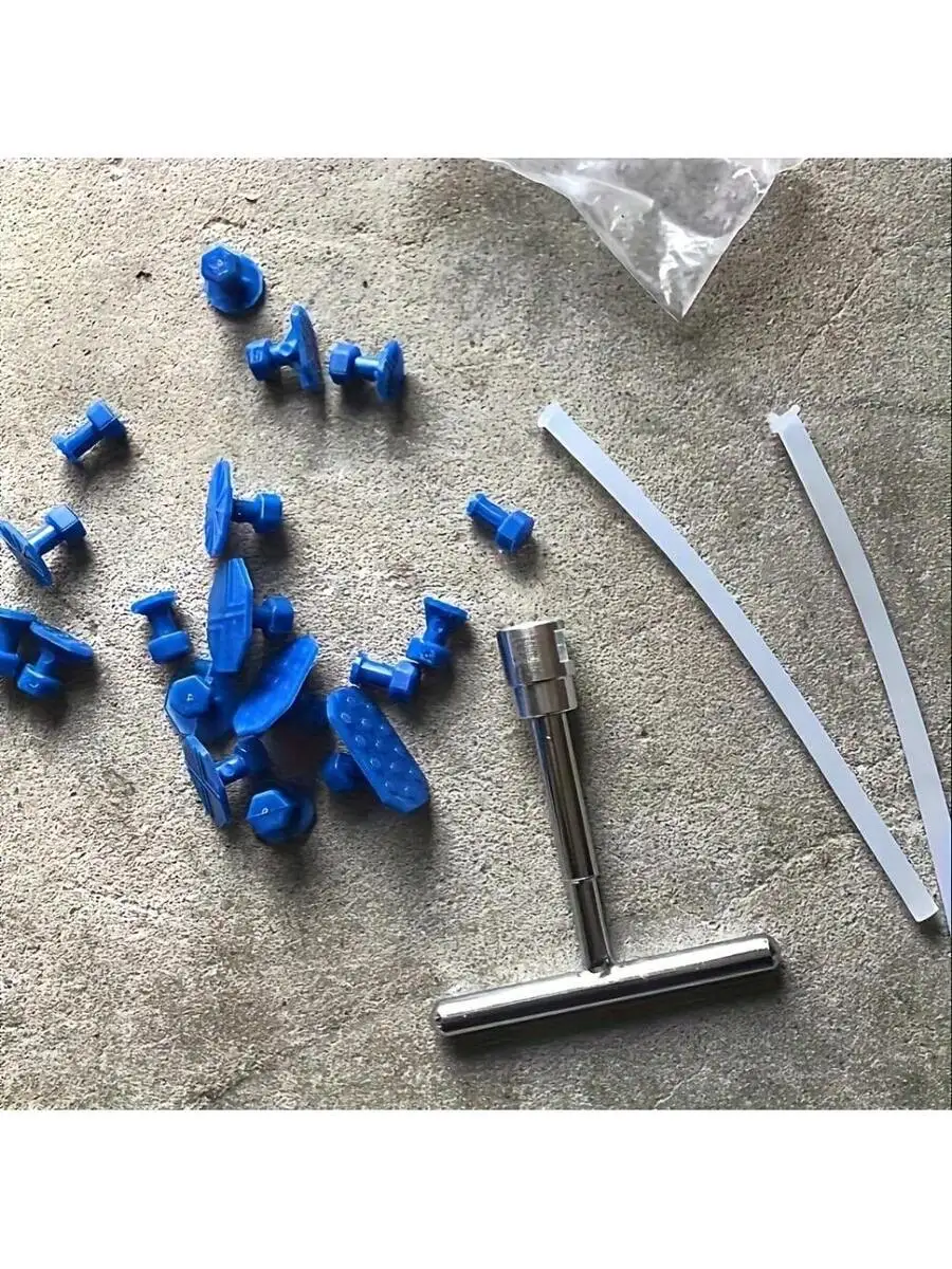 Car Dent Repair Kit With Blue Plastic Tabs And Metal T-Handle Tool For DIY Body Damage Fix
Car Dent Repair Kit With Blue Plastic Tabs And Metal T-Handle Tool For DIY Body Damage Fix
