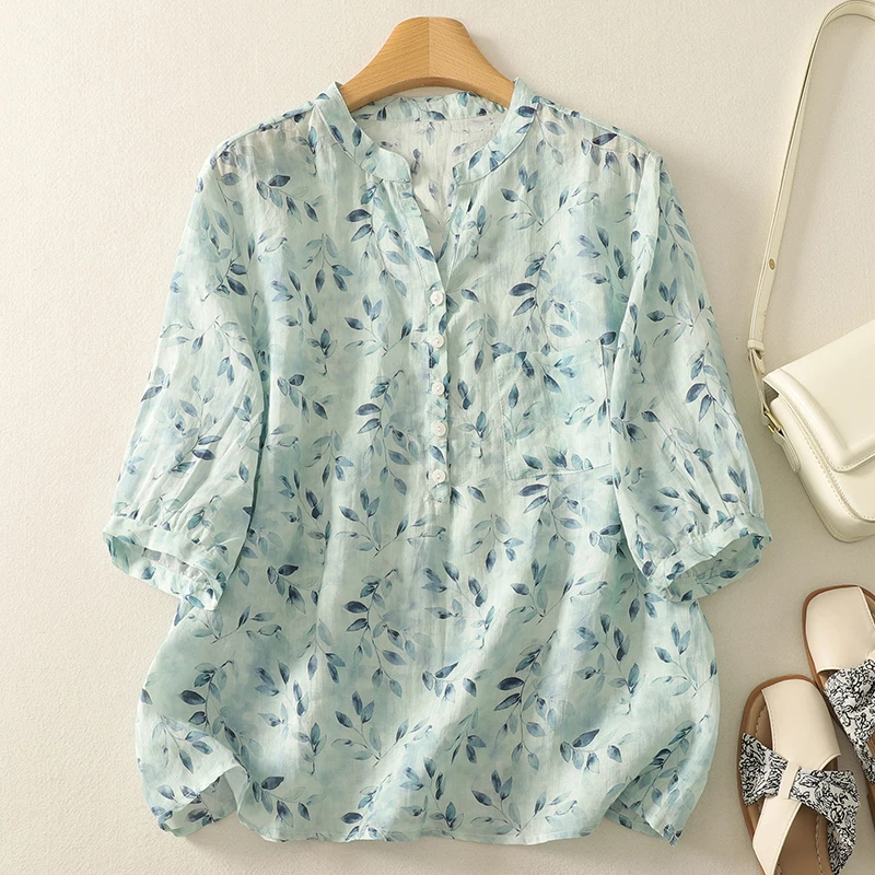 2025 Summer Cotton Linen Breathable Comfortable Tops Shirt Women Digital Printing High-quality Short-sleeved Blouse
2025 Summer Cotton Linen Breathable Comfortable Tops Shirt Women Digital Printing High-quality Short-sleeved Blouse