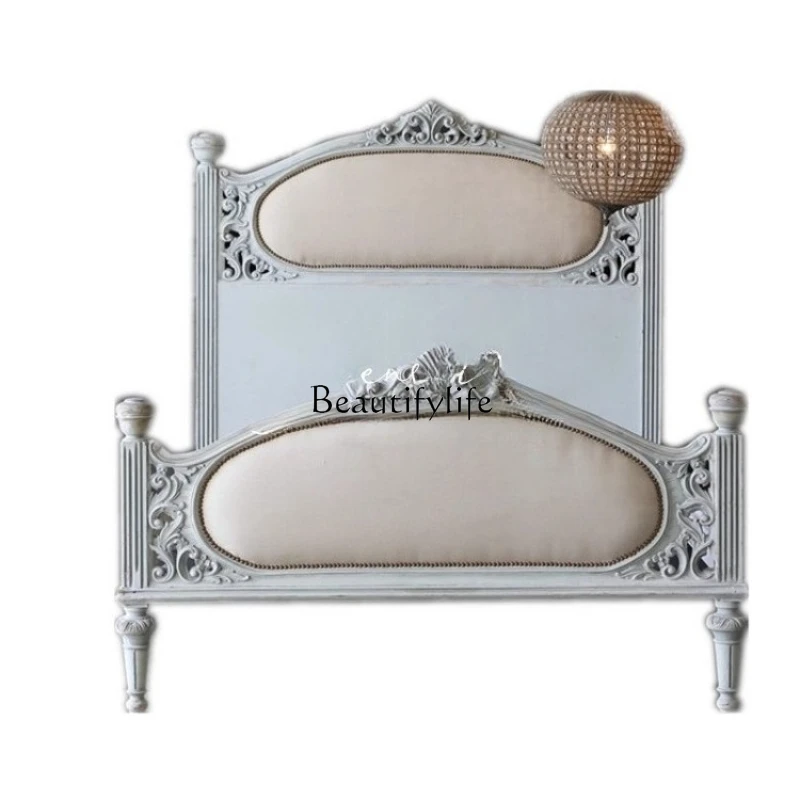 American Country Style Distressed Carved Solid Wood Bed European Retro Solid Wood Upholstered Double Bed
American Country Style Distressed Carved Solid Wood Bed European Retro Solid Wood Upholstered Double Bed