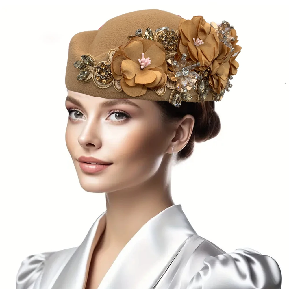 Vintage Felt Turban Hat For Women Church Derby Fascinator With Flower Ladies Soft Beret Caps For party Airline Stewardess Hat
Vintage Felt Turban Hat For Women Church Derby Fascinator With Flower Ladies Soft Beret Caps For party Airline Stewardess Hat