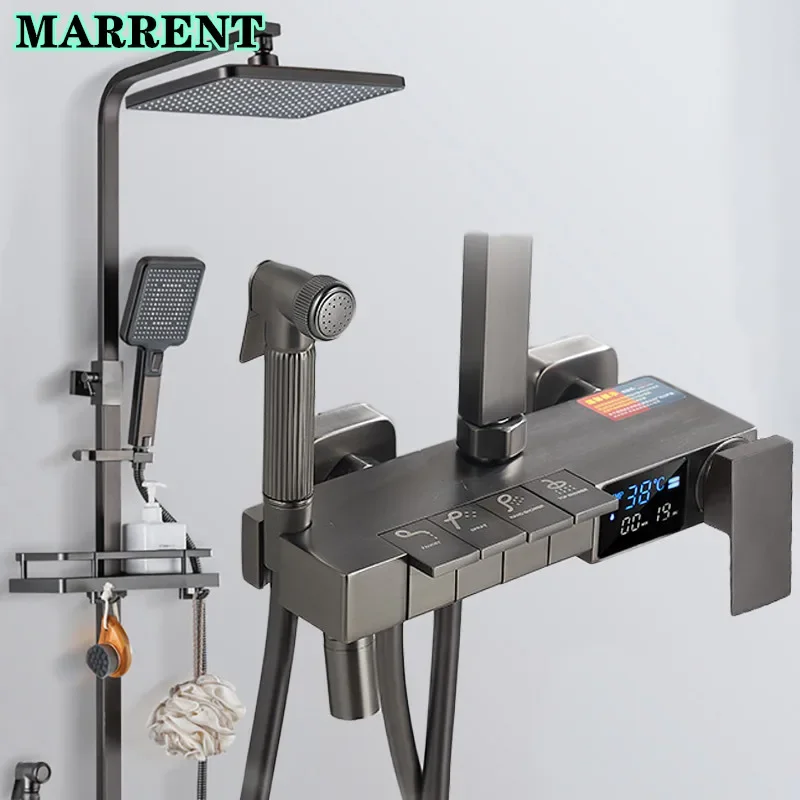 Gray Piano Digital Shower Set Hot Cold Bathroom Mixer Tap Faucets Rainfall Shower Head Grey Thermostatic Bath Shower System Set
Gray Piano Digital Shower Set Hot Cold Bathroom Mixer Tap Faucets Rainfall Shower Head Grey Thermostatic Bath Shower System Set