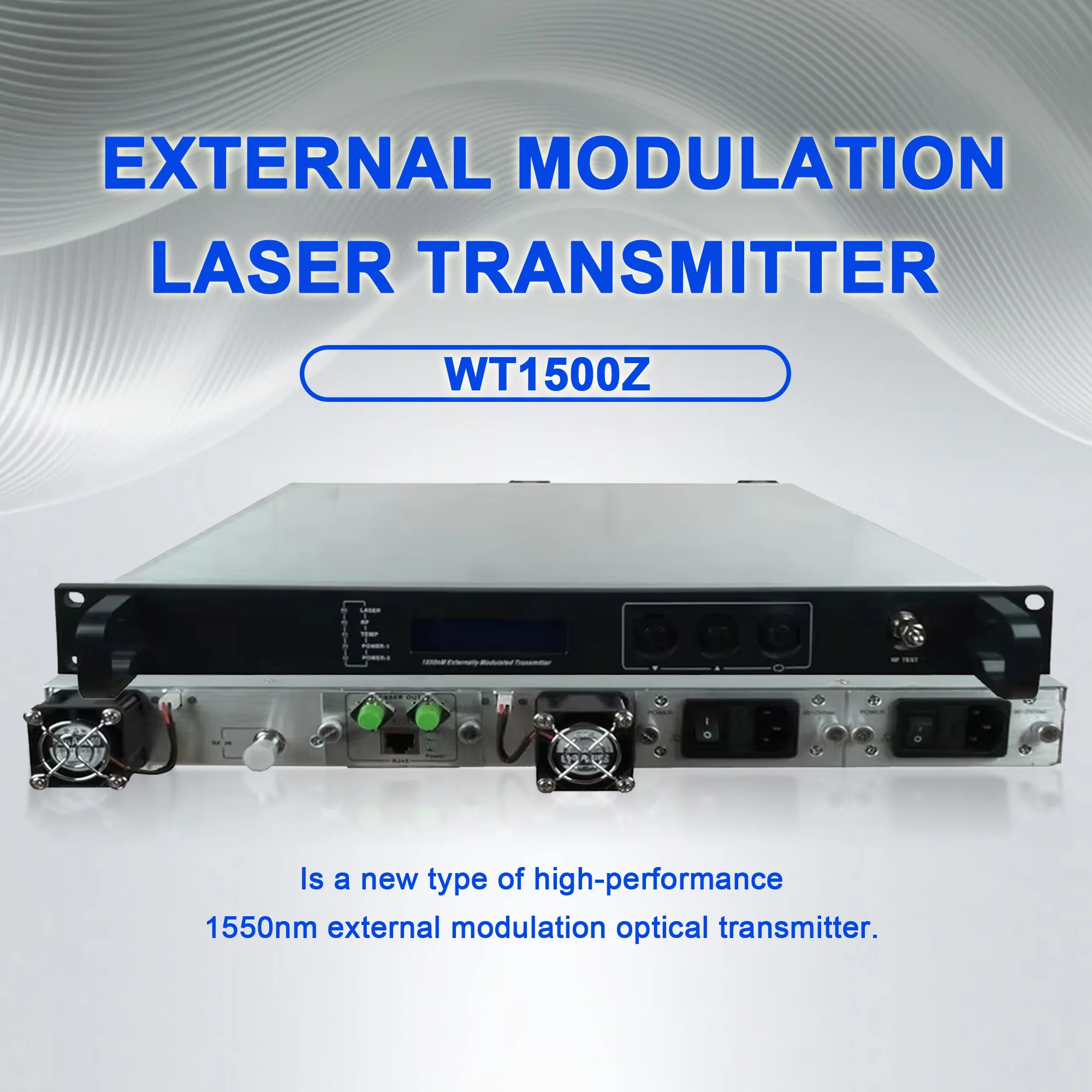 1550nm External Modulation Laser Transmitter RF to optical fiber Cable TV front-end equipment
1550nm External Modulation Laser Transmitter RF to optical fiber Cable TV front-end equipment