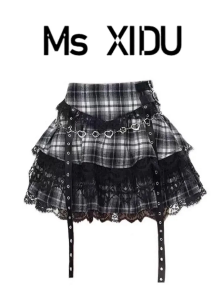 Ms XIDU Lily's College American Plaid JK Skirt Women Summer Slimming Lace Puffy Skirt Short Skirts High Waist Gothic Style
Ms XIDU Lily's College American Plaid JK Skirt Women Summer Slimming Lace Puffy Skirt Short Skirts High Waist Gothic Style