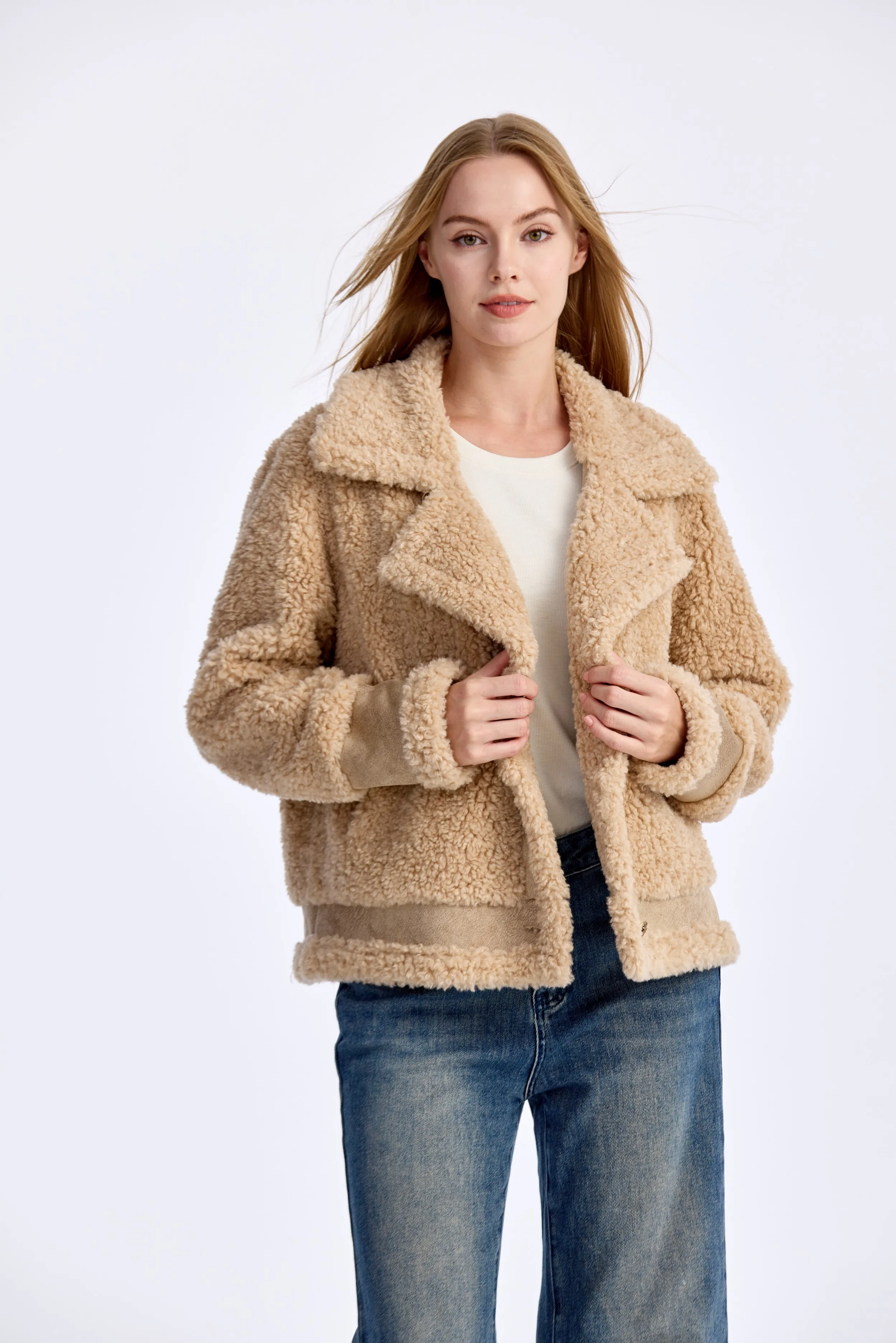 Women's Khaki Faux Shearling Jacket Notch Collar Button Front Ribbed Hem Cuff Long Sleeve Vegan Fur Coat Casual Date Winter
Women's Khaki Faux Shearling Jacket Notch Collar Button Front Ribbed Hem Cuff Long Sleeve Vegan Fur Coat Casual Date Winter