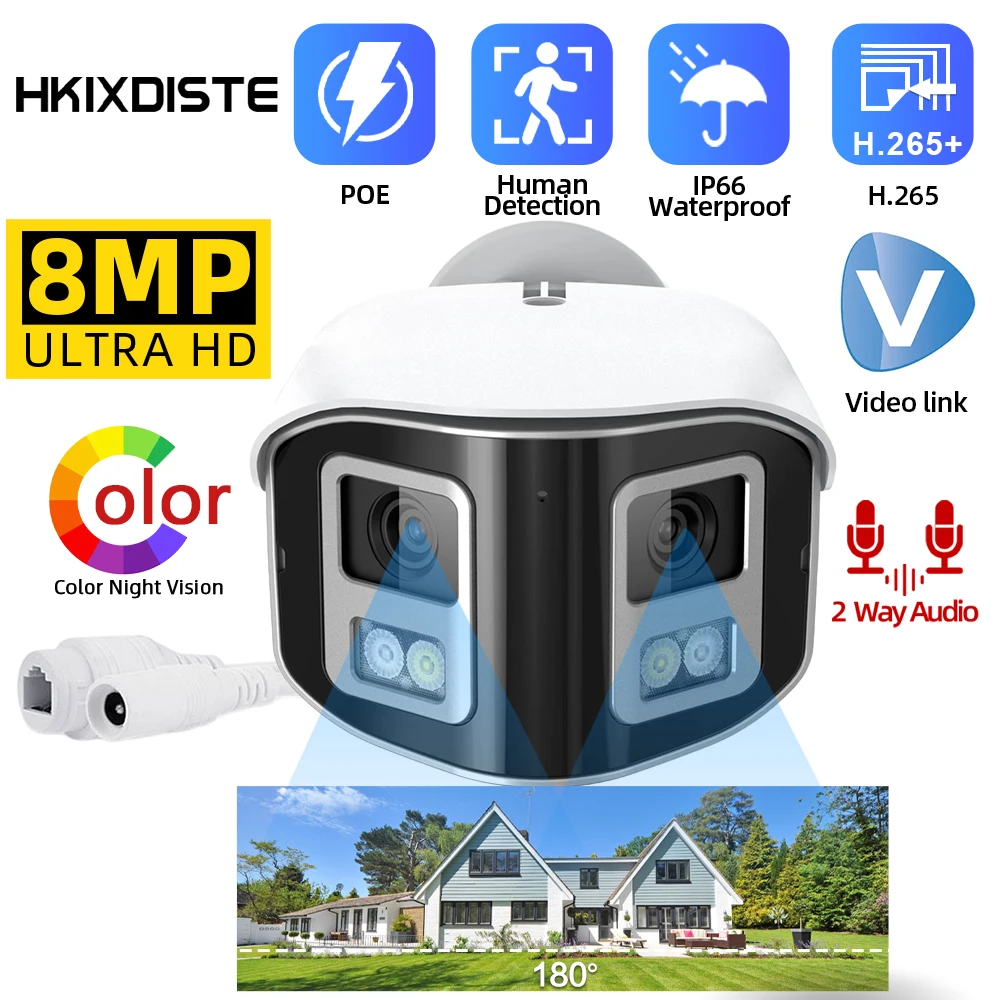 4K Dual Lens POE IP Security Panoramic Camera 180° Super Wide Angle Home CCTV Video Surveillance Camera Color Night Vision 8MP
4K Dual Lens POE IP Security Panoramic Camera 180° Super Wide Angle Home CCTV Video Surveillance Camera Color Night Vision 8MP