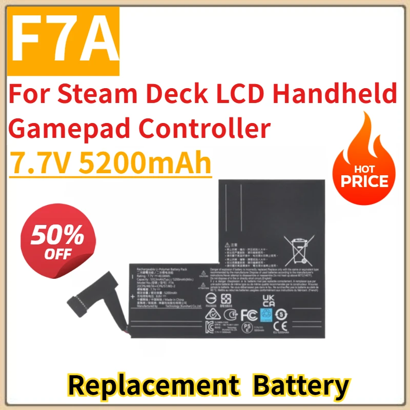 Brand New Replacement Rechargeable Battery 7.7V 5200mAh F7A For Steam Deck LCD Handheld Gamepad Controller
Brand New Replacement Rechargeable Battery 7.7V 5200mAh F7A For Steam Deck LCD Handheld Gamepad Controller