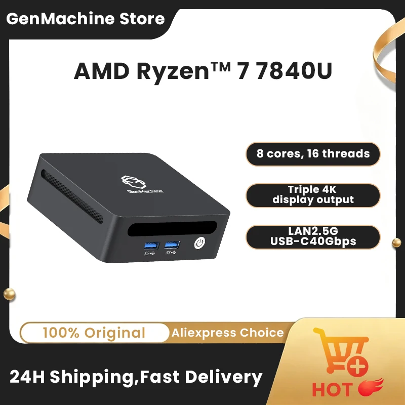USB4 2.5G LAN NVMe SSD | WiFi 6E & Bluetooth 5.2 4K Genmachine AMD Ryzen 7 7840U Mini PC 8C-16T 24GB DDR5 + 256GB
USB4 2.5G LAN NVMe SSD | WiFi 6E & Bluetooth 5.2 4K Genmachine AMD Ryzen 7 7840U Mini PC 8C-16T 24GB DDR5 + 256GB