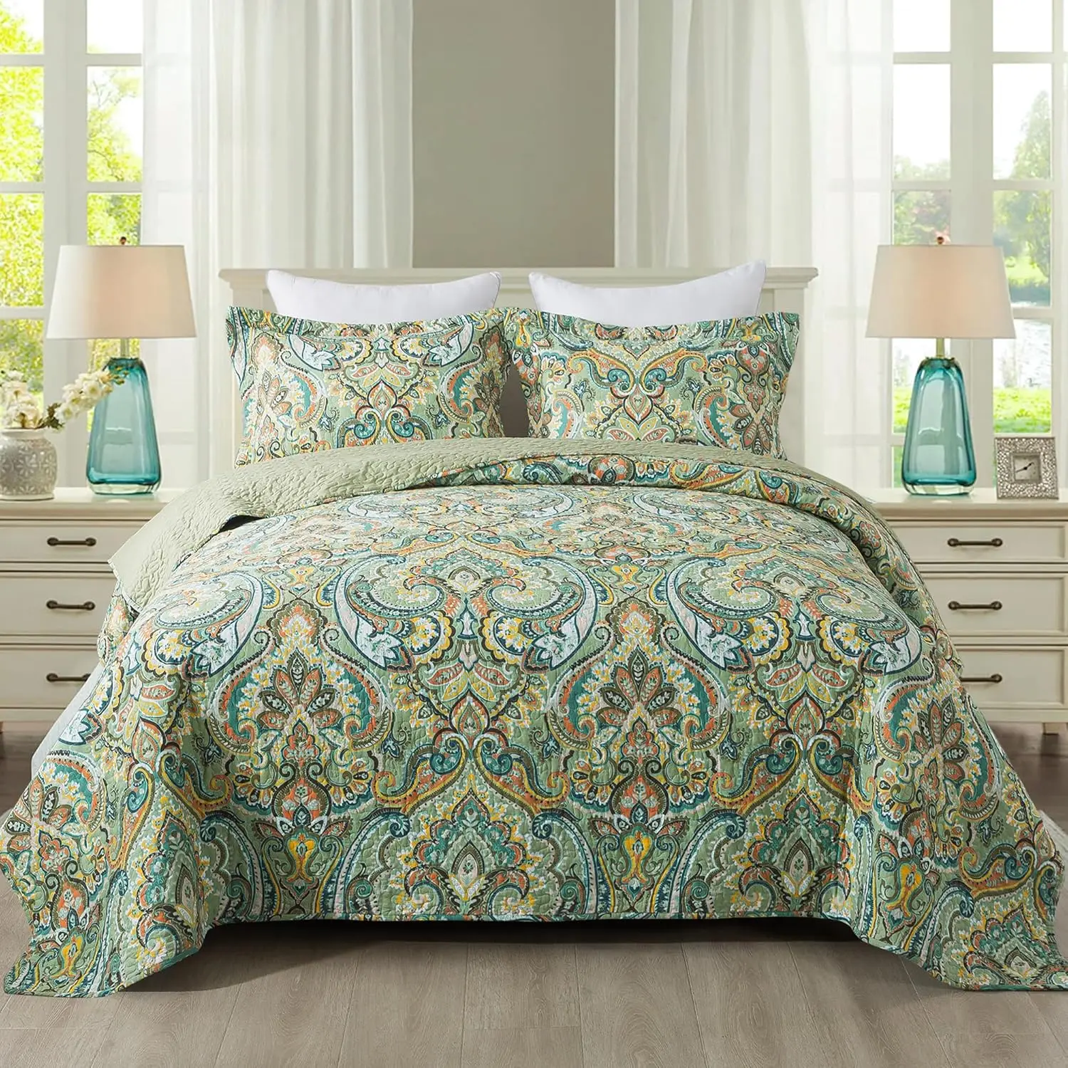 King Quilt Bedding Set, Cotton Bedspread Coverlet Lightweight, Crown Green Oversized Comforter For All Season, Soft Reversible
King Quilt Bedding Set, Cotton Bedspread Coverlet Lightweight, Crown Green Oversized Comforter For All Season, Soft Reversible