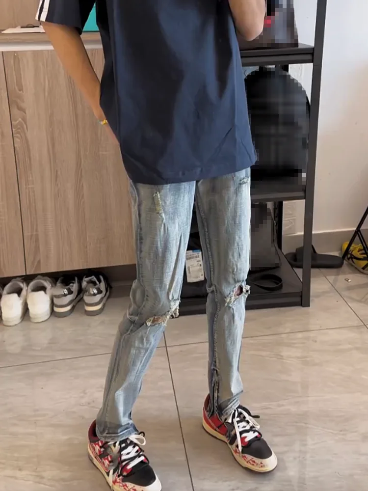 American Sle Summer New Hole Denim Jeans Men's Internet Celebri Side Zip High Street Straight Leg Casual Match Long Pants
American Sle Summer New Hole Denim Jeans Men's Internet Celebri Side Zip High Street Straight Leg Casual Match Long Pants