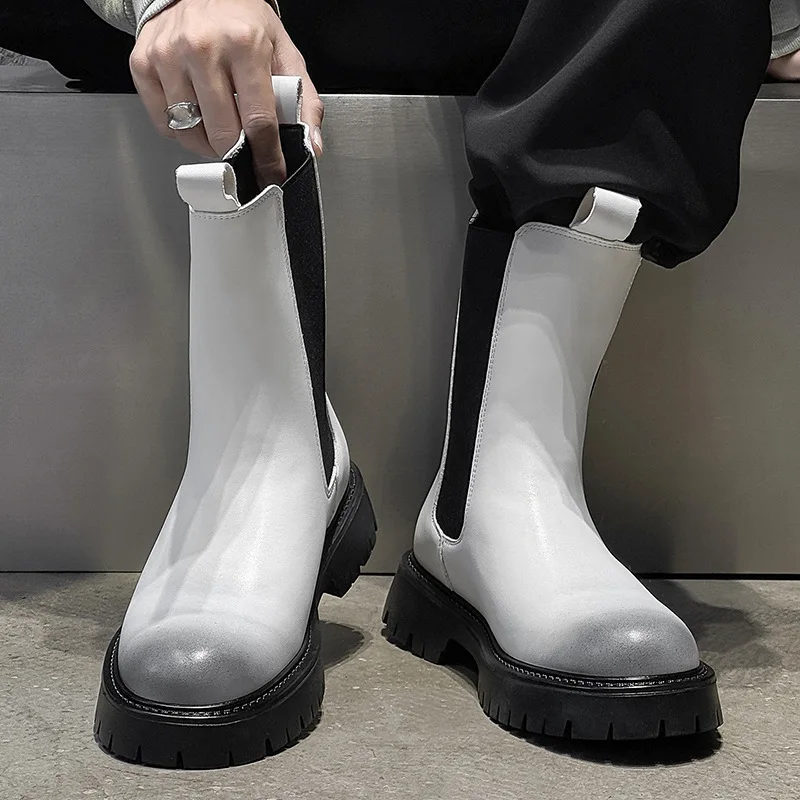 men's fashion cosplay stage high chelsea boots black white platform shoes cowboy original leather boot autumn winter long botas
men's fashion cosplay stage high chelsea boots black white platform shoes cowboy original leather boot autumn winter long botas