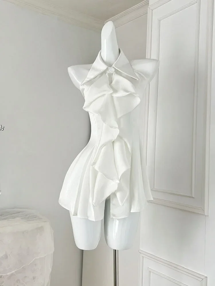 Women Sexy Spring Summer Solid Polo-Neck Top Off Shoulder Luxury Casual Shirts Ruffle 2000s Aesthetic French Elegance Blouses
Women Sexy Spring Summer Solid Polo-Neck Top Off Shoulder Luxury Casual Shirts Ruffle 2000s Aesthetic French Elegance Blouses