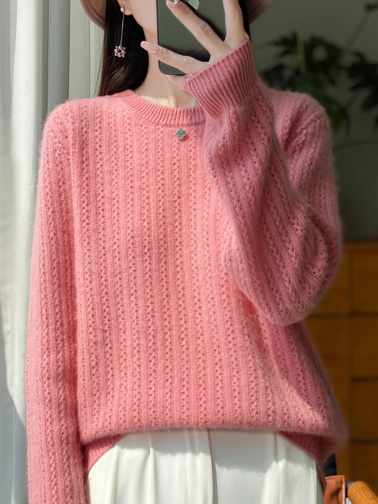 100% Merino Wool Women's Round Neck Pullover Knitted Sweater With Thickened Spring Autumn Fashion Casual Cashmere Sweater
100% Merino Wool Women's Round Neck Pullover Knitted Sweater With Thickened Spring Autumn Fashion Casual Cashmere Sweater