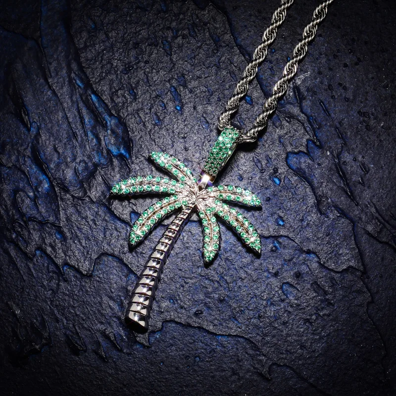 Colorful Zircon Coconut Tree Iced Out Bling Pendant Necklace Mirco Pave Prong Setting Fashion Hip Hop Jewelry BP107
Colorful Zircon Coconut Tree Iced Out Bling Pendant Necklace Mirco Pave Prong Setting Fashion Hip Hop Jewelry BP107