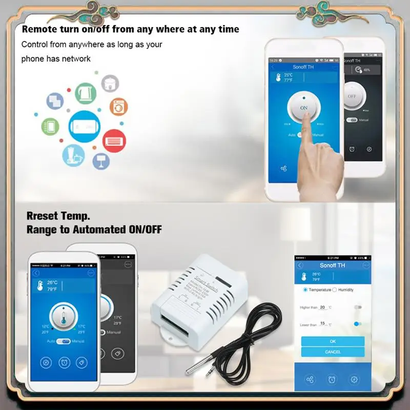 Ewelink Wifi Smart Temperature Switch Temperature Monitor Switch Module +RF Remote 16A 3000W Fit For Google Home Alexa
Ewelink Wifi Smart Temperature Switch Temperature Monitor Switch Module +RF Remote 16A 3000W Fit For Google Home Alexa