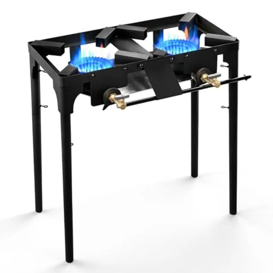 Outdoor cooking propane burner with cast iron top, black finish, adjustable height and removable 4-tier legs for high-pressure
Outdoor cooking propane burner with cast iron top, black finish, adjustable height and removable 4-tier legs for high-pressure