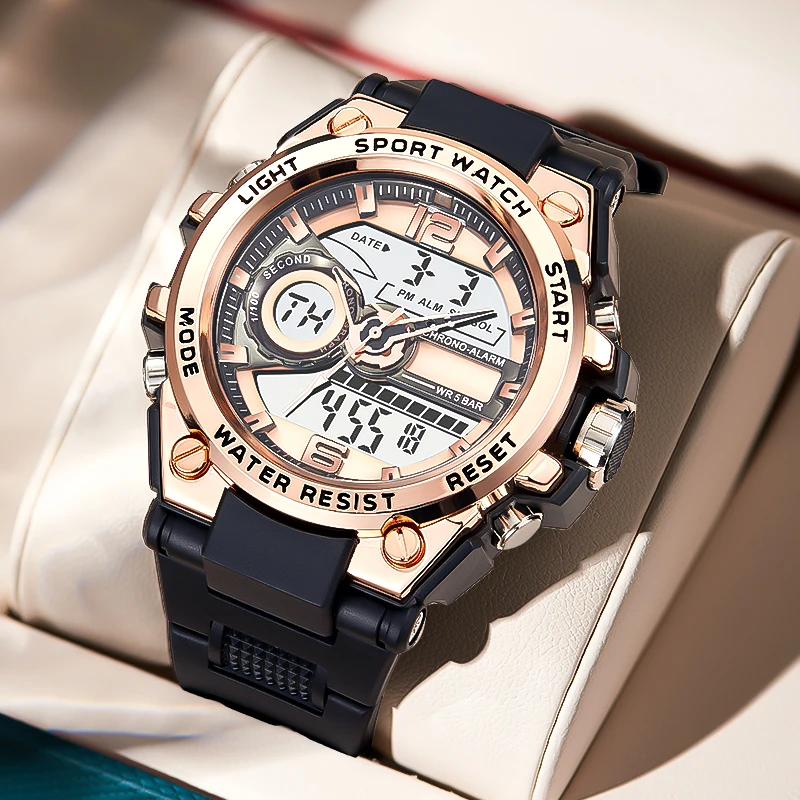 Men's new metal style dual movement three display watch, outdoor sports waterproof watch
Men's new metal style dual movement three display watch, outdoor sports waterproof watch