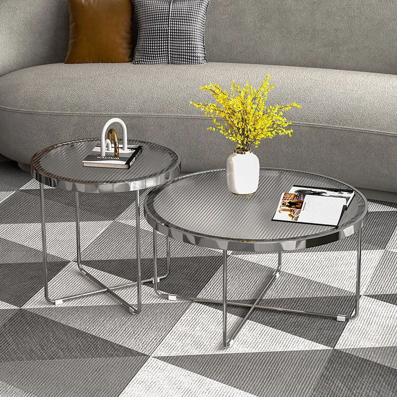 PYH light luxury stainless steel tempered glass mother and child coffee table small apartment round living room home
PYH light luxury stainless steel tempered glass mother and child coffee table small apartment round living room home