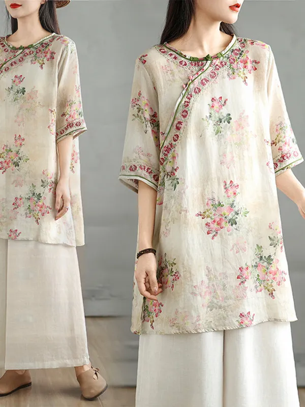 Summer Loose Fit round Neck Commuter Style Shirt with Jade Button as Closure Long Sleeve mid Length Top for Women
Summer Loose Fit round Neck Commuter Style Shirt with Jade Button as Closure Long Sleeve mid Length Top for Women