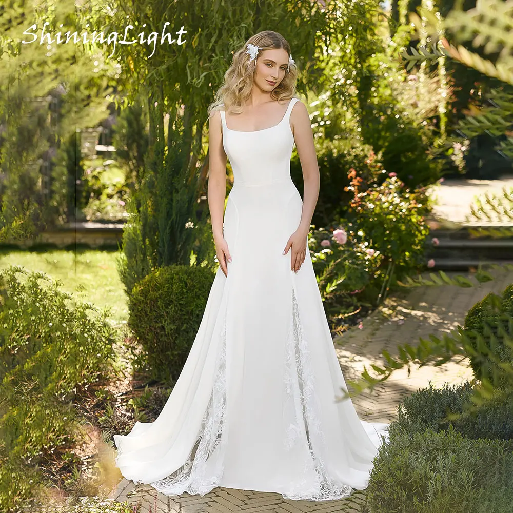 ShiningLight White Minimalist Bride Dress for Women Square Neck Backless Vintage Garden Simple Wedding Gowns gelinlik Customized
ShiningLight White Minimalist Bride Dress for Women Square Neck Backless Vintage Garden Simple Wedding Gowns gelinlik Customized