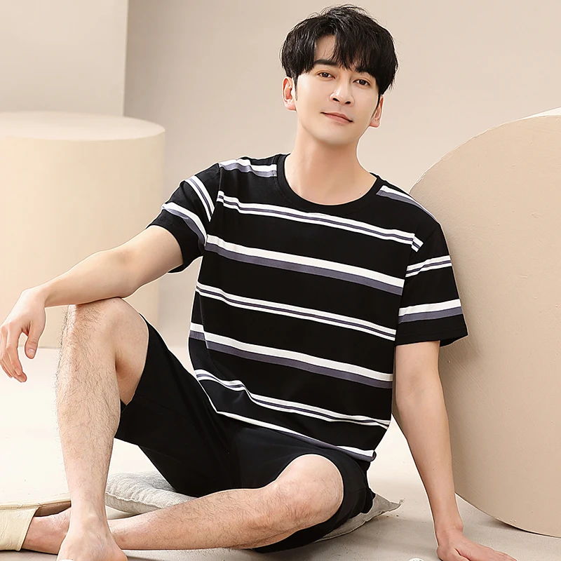 Big Size M-4XL Men Short Sleeve +Short Pant Pajamas Set Summer 100% Cotton Pyjama Male Striped Sleepwear
Big Size M-4XL Men Short Sleeve +Short Pant Pajamas Set Summer 100% Cotton Pyjama Male Striped Sleepwear