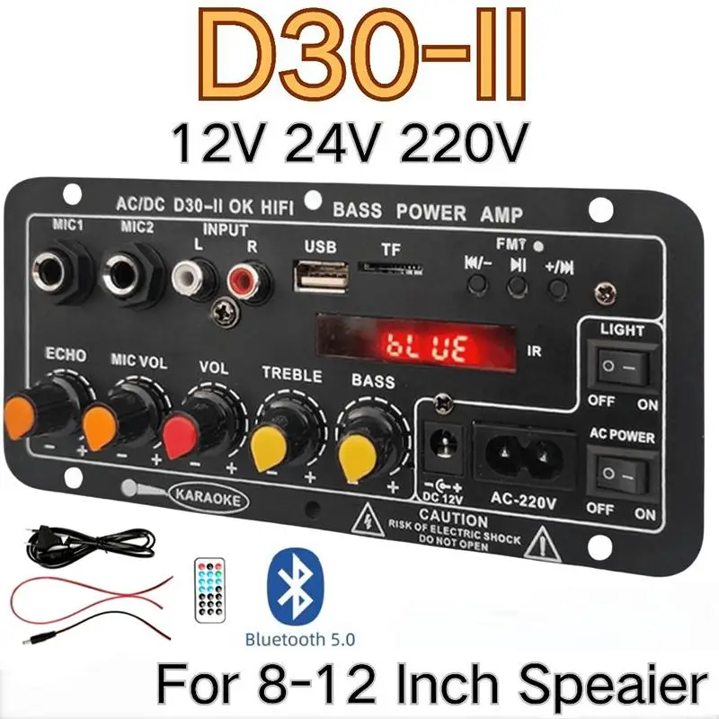 Bluetooth Car Audio Amplifier D30 D10 12V 24V High Power for Vehicle Music System Loudspeaker Home Use
Bluetooth Car Audio Amplifier D30 D10 12V 24V High Power for Vehicle Music System Loudspeaker Home Use