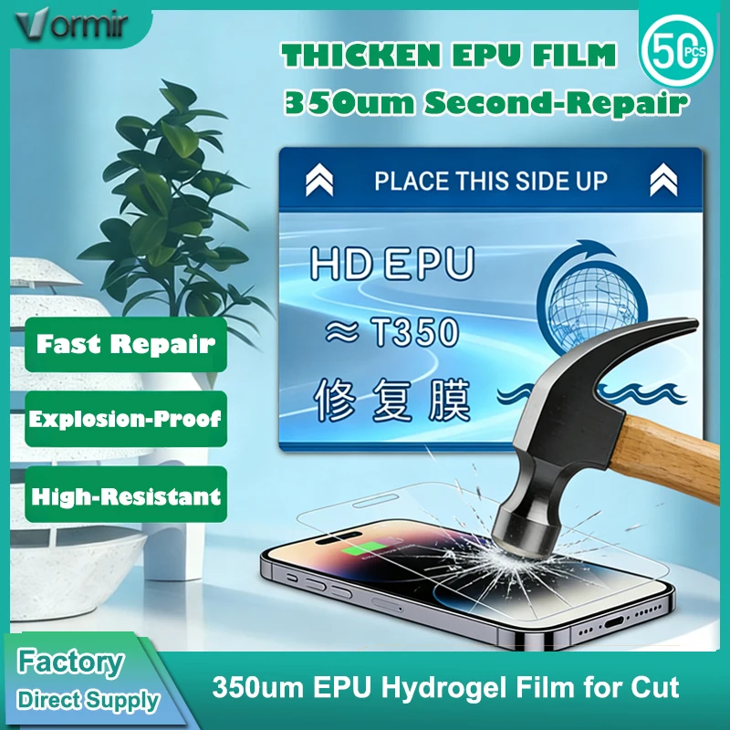VORMIR 50pcs 350um EPU Thicken Hydrogel Protective Films Mobile Phone HD Clear Transparent Screen Protector For Cut Machine
VORMIR 50pcs 350um EPU Thicken Hydrogel Protective Films Mobile Phone HD Clear Transparent Screen Protector For Cut Machine