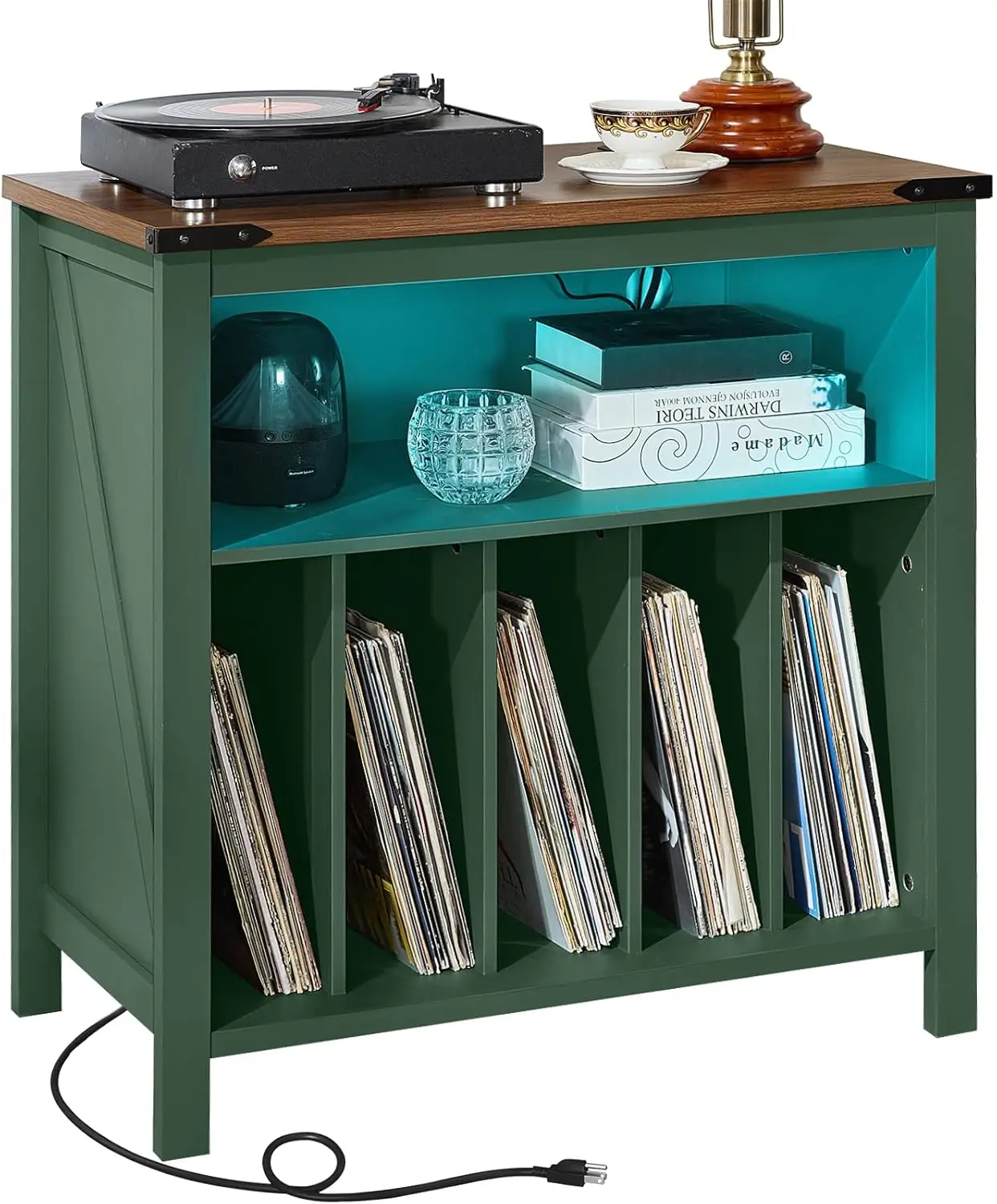 Large Record Player Table with Charging Station & LED Lights, Holds 230 Albums, Turntable Stand for Living Room
Large Record Player Table with Charging Station & LED Lights, Holds 230 Albums, Turntable Stand for Living Room