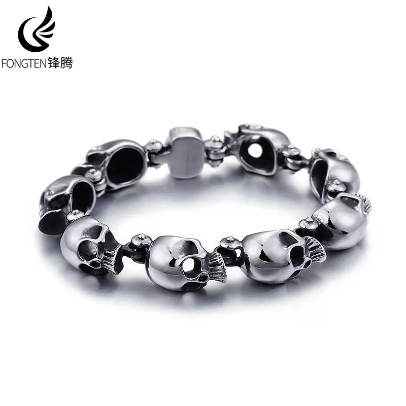 Fongten Skull Splicing Stainless Steel Bracelet Punk Skeleton Gothic New Bangle Retro surreal Fashion Jewelry Urban Leisure Gift
Fongten Skull Splicing Stainless Steel Bracelet Punk Skeleton Gothic New Bangle Retro surreal Fashion Jewelry Urban Leisure Gift