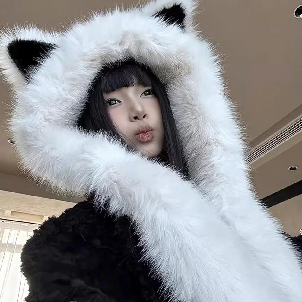 2025 Fluffy Thickened Ear Hat Scarf Set for Women, Winter Warm Face-Shaping Little Lei Feng Hat with Earmuffs 
2025 Fluffy Thickened Ear Hat Scarf Set for Women, Winter Warm Face-Shaping Little Lei Feng Hat with Earmuffs