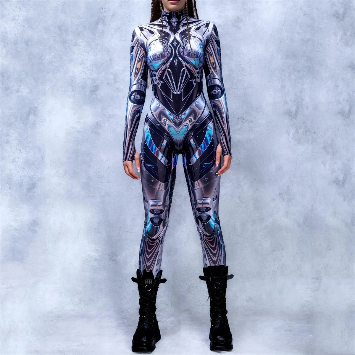 Women CyberPunk Mechanical Armour Holiday Jumpsuit Cosplay Bodysuit Costume Halloween Party Shows Perfermence Zentai Suit
Women CyberPunk Mechanical Armour Holiday Jumpsuit Cosplay Bodysuit Costume Halloween Party Shows Perfermence Zentai Suit
