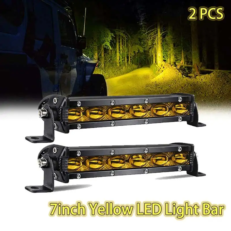 2Pcs 7in Ultra Slim 1 Row LED Light Bar, Waterproof Driving Light Yellow Lamp 6D for Car Tractor ATV SUV Truck Motorcycle Trucks
2Pcs 7in Ultra Slim 1 Row LED Light Bar, Waterproof Driving Light Yellow Lamp 6D for Car Tractor ATV SUV Truck Motorcycle Trucks
