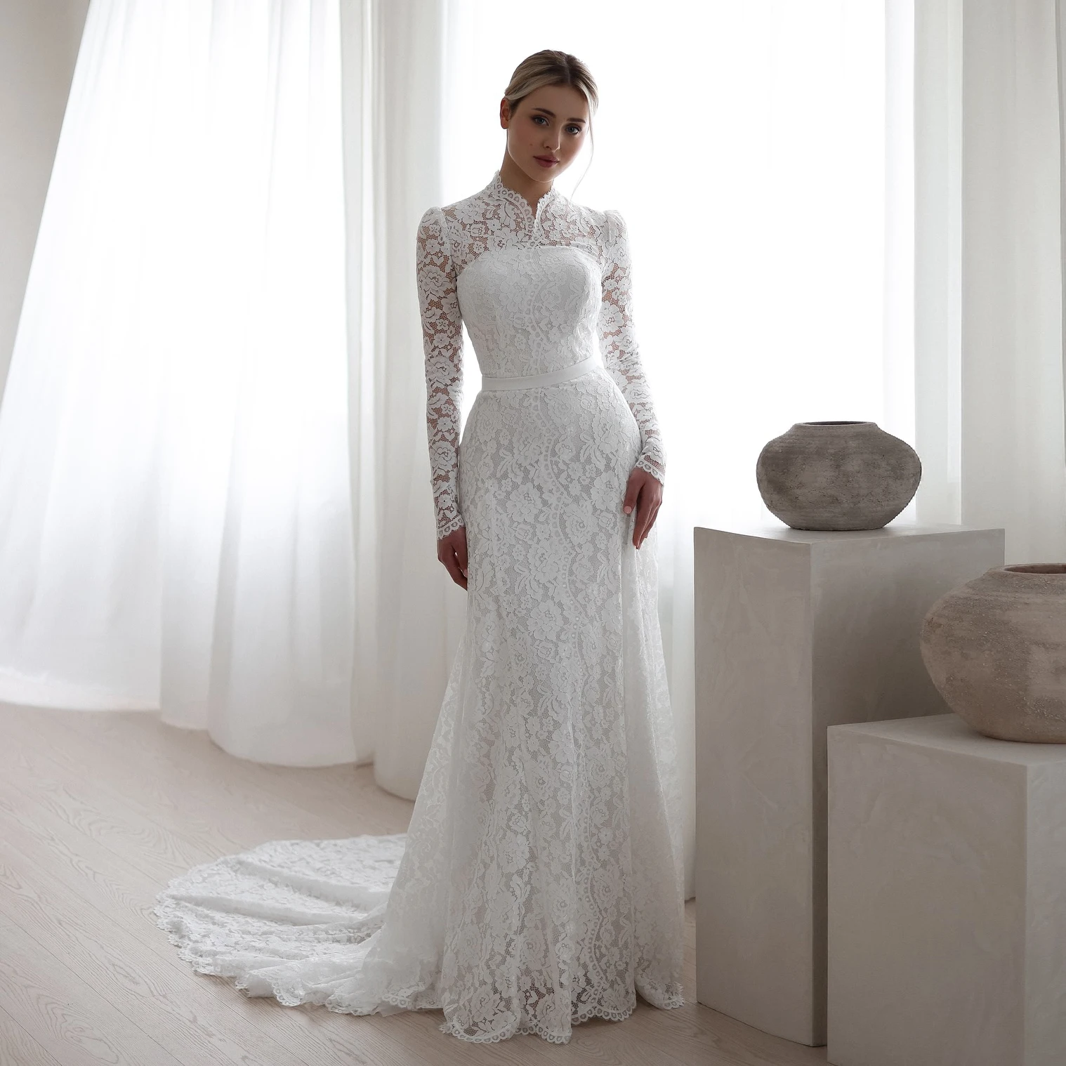 Sharon Said Elegant Long Sleeve Mermaid Wedding Dress Lace Court Train High Neck Bride Gowns 2026 SW543 Customized
Sharon Said Elegant Long Sleeve Mermaid Wedding Dress Lace Court Train High Neck Bride Gowns 2026 SW543 Customized