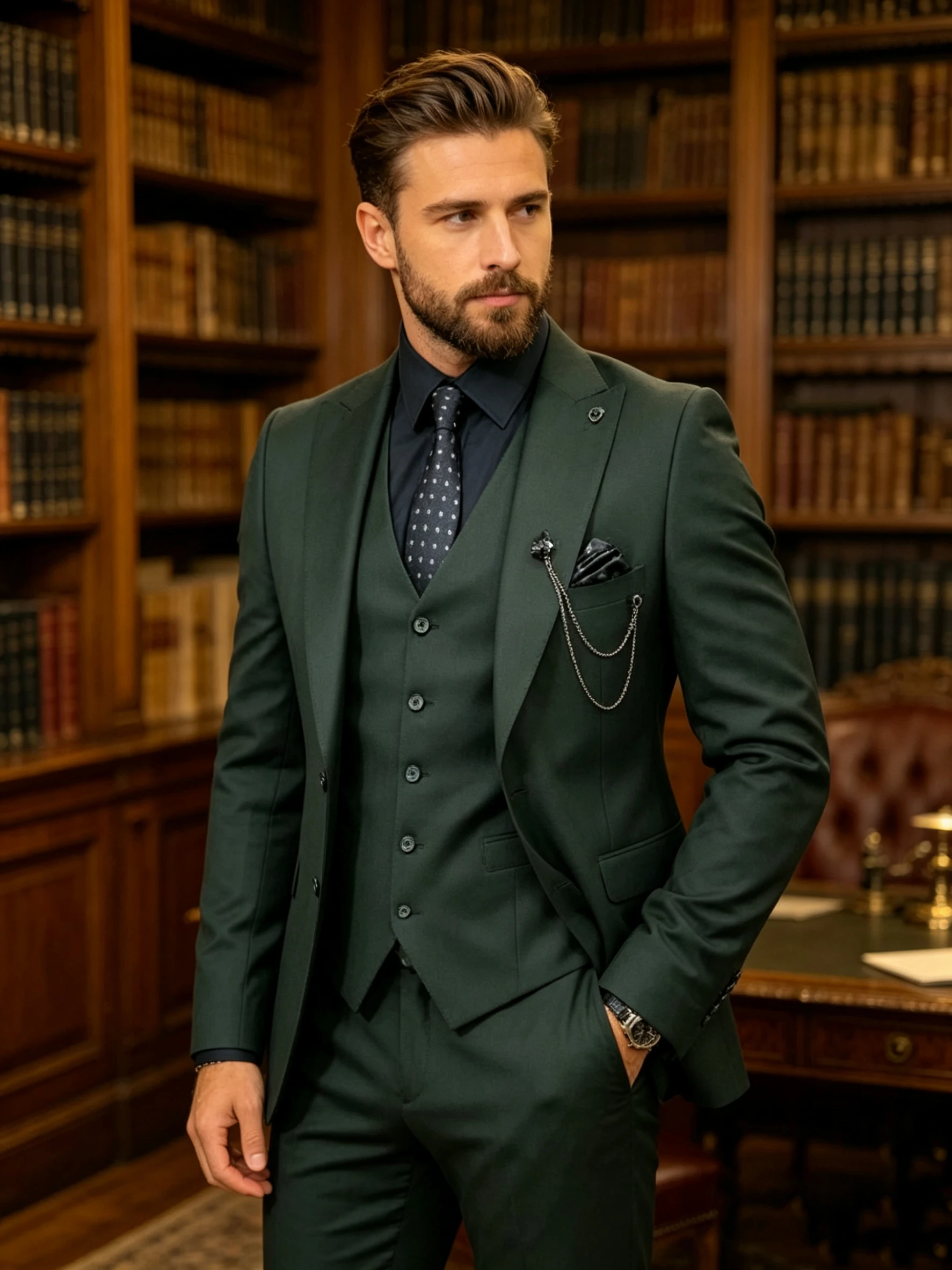 Elegant 3 Piece Dark Green Men's Slim Fit Tuxedo Suit Peak Lapel Blazer Vest Pants Set for Wedding Party Prom Business Outfits
Elegant 3 Piece Dark Green Men's Slim Fit Tuxedo Suit Peak Lapel Blazer Vest Pants Set for Wedding Party Prom Business Outfits