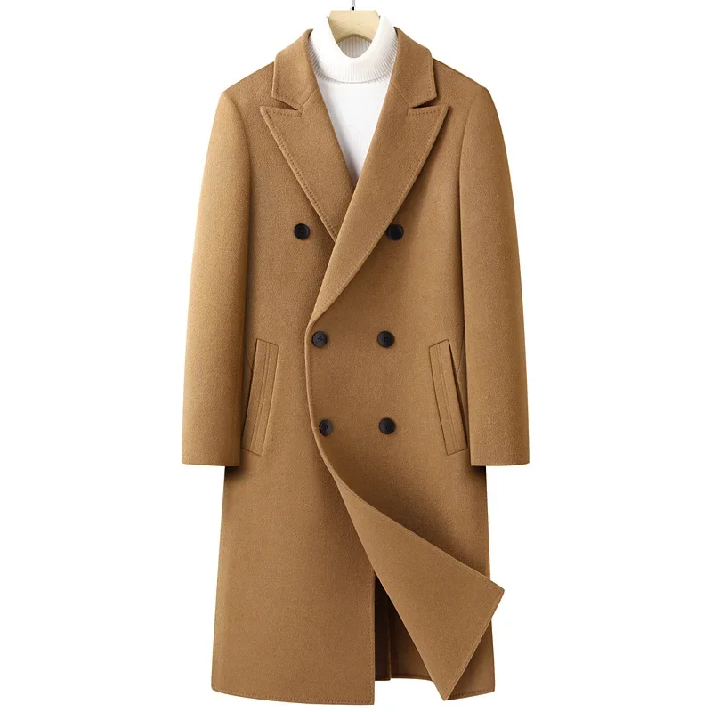 Spring and Autumn Coat Men's Long Double Breasted Double Sided Coat Over Knee Coat
Spring and Autumn Coat Men's Long Double Breasted Double Sided Coat Over Knee Coat