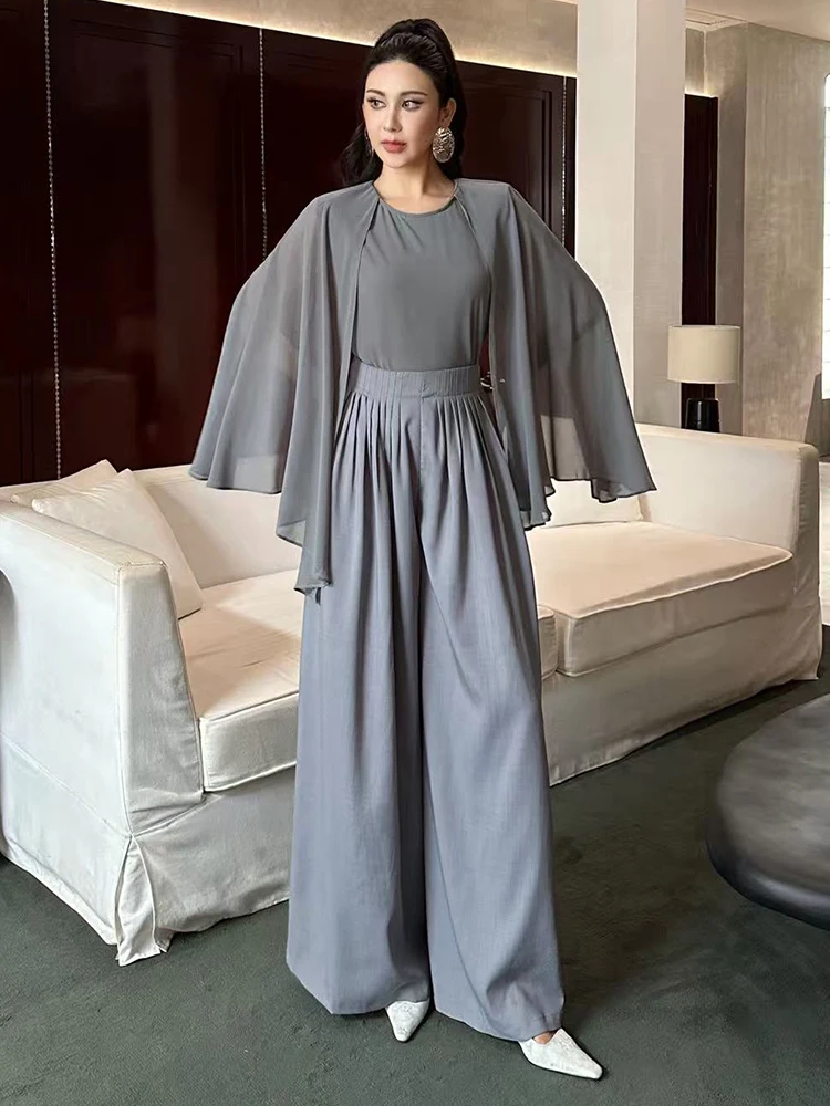 Ele Chiffon Panel Loose Top High Waist Pleated Wide Leg Pants Women's Set Luxury Sensation Women's Faion Ensemble
Ele Chiffon Panel Loose Top High Waist Pleated Wide Leg Pants Women's Set Luxury Sensation Women's Faion Ensemble