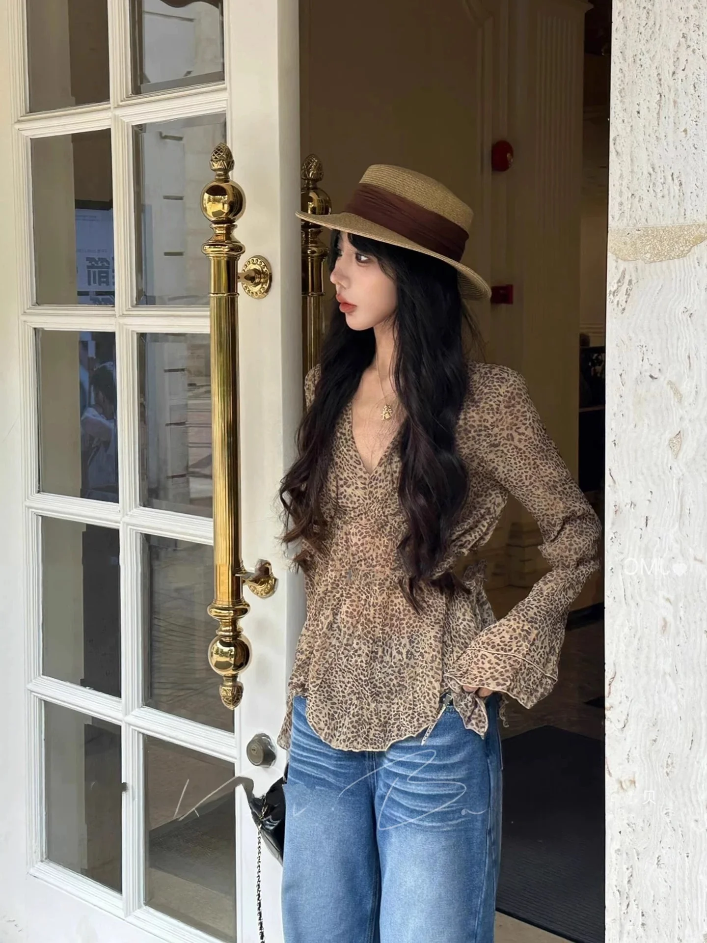 Retro V-Neck Long Sleeve Slimming Top Leopard Print Chiffon Casual Style Loose Fit Bell Sleeve Women's Summer Fashion Shirt
Retro V-Neck Long Sleeve Slimming Top Leopard Print Chiffon Casual Style Loose Fit Bell Sleeve Women's Summer Fashion Shirt