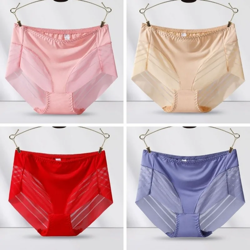 New 4 PCS Smooth and Soft Sexy High Waist Hollow Ice Silk Lace Belly Women's Underwear Breathable Cotton Crotch Seamless Briefs
New 4 PCS Smooth and Soft Sexy High Waist Hollow Ice Silk Lace Belly Women's Underwear Breathable Cotton Crotch Seamless Briefs
