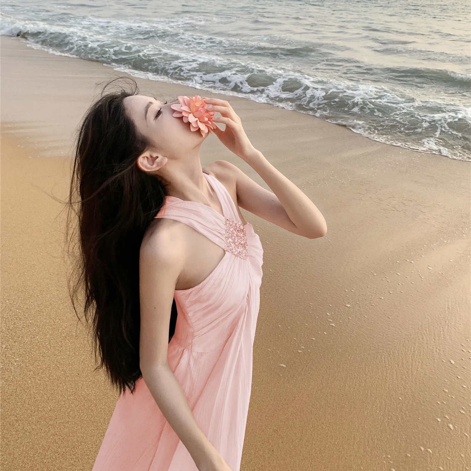 Elegant Pink Beading Halter Long Dress Women Summer Seaside Sexy Off Shoulder Sleeveless Holiday Party Dress Female Robe F510
Elegant Pink Beading Halter Long Dress Women Summer Seaside Sexy Off Shoulder Sleeveless Holiday Party Dress Female Robe F510