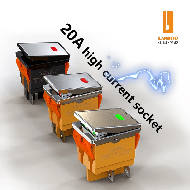 LANBOO 28mm*22mm KCD4 Rocker Switch ON-Off 2 Position 6 Pins Electrical Equipment with LED 9-24V 220V Momentary self-Reset
LANBOO 28mm*22mm KCD4 Rocker Switch ON-Off 2 Position 6 Pins Electrical Equipment with LED 9-24V 220V Momentary self-Reset