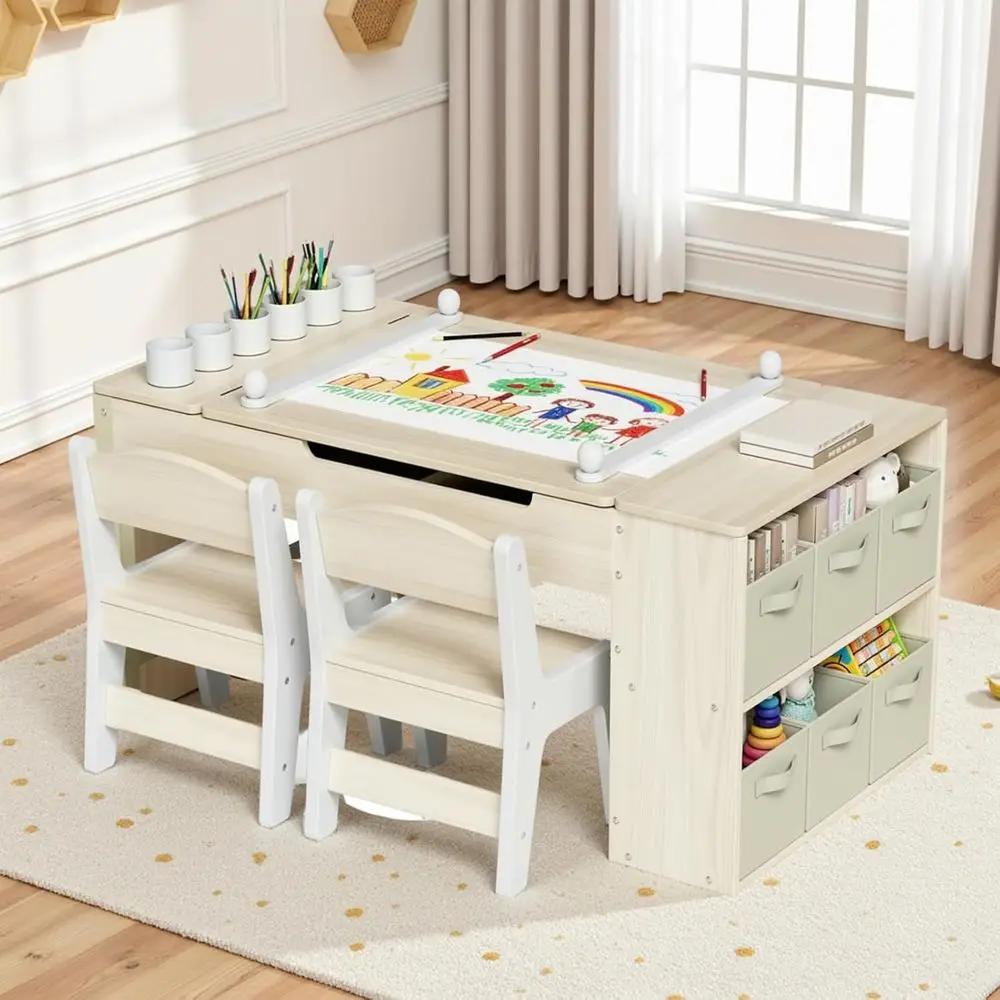 Toddler Art Table and Chair Set with Large Storage, 6 Paint Cups, 6 Bins, Paper Roll - Sturdy Wooden Activity Desk in Yellow
Toddler Art Table and Chair Set with Large Storage, 6 Paint Cups, 6 Bins, Paper Roll - Sturdy Wooden Activity Desk in Yellow