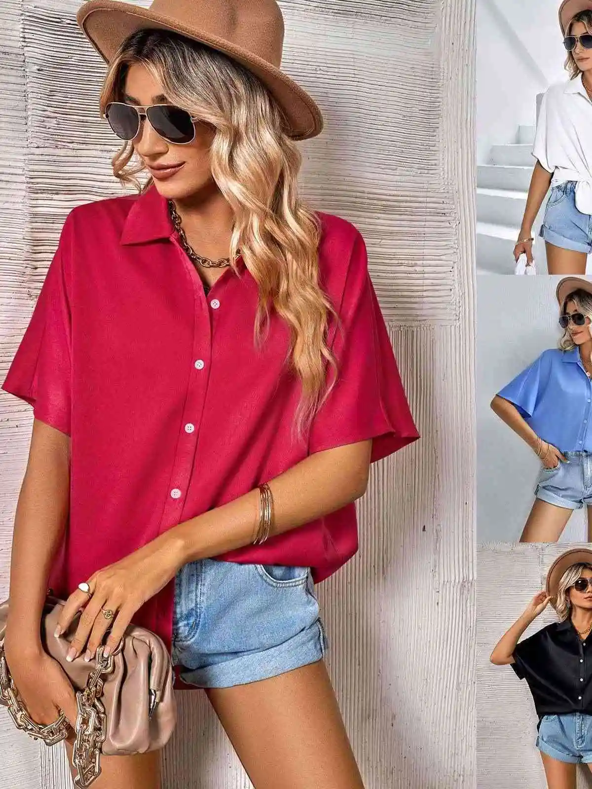 Новая женская повседневная рубашка весна-лето, свободного кроя, с отложным воротником, из полиэстера, с коротким рукавом, цветная
Новая женская повседневная рубашка весна-лето, свободного кроя, с отложным воротником, из полиэстера, с коротким рукавом, цветная