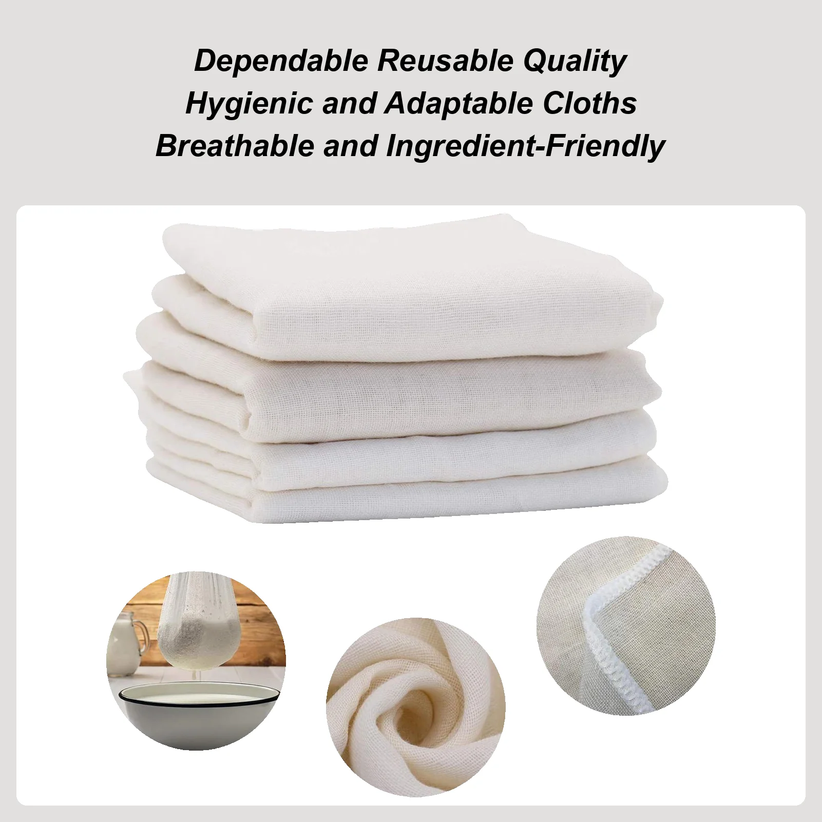 48x40inch Fine Mesh Filter Reusable Cheese Cloths for Nut Milk Fabric Cheese Cloths for Yogurt Canning Food Fruit Tea Filtering
48x40inch Fine Mesh Filter Reusable Cheese Cloths for Nut Milk Fabric Cheese Cloths for Yogurt Canning Food Fruit Tea Filtering