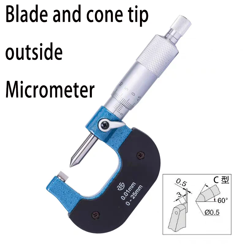 Blade cone tip Mechanical outer diameter micrometer thin sheet pointed end Crimping wire head Single side flat small gap depth
Blade cone tip Mechanical outer diameter micrometer thin sheet pointed end Crimping wire head Single side flat small gap depth