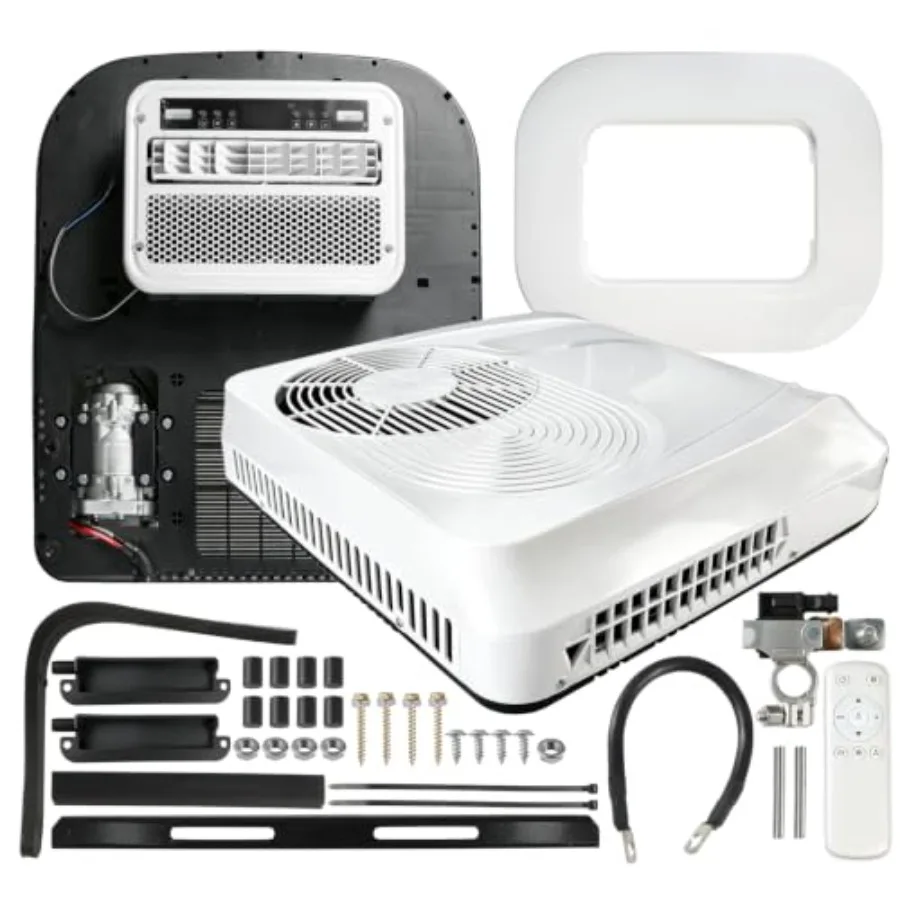 RV rooftop air conditioner for vans, trucks, trailers, boats: 12V DC unit, 10000 BTU cooling/ 3500 BTU heating, aluminum housin
RV rooftop air conditioner for vans, trucks, trailers, boats: 12V DC unit, 10000 BTU cooling/ 3500 BTU heating, aluminum housin